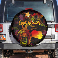 Cook Islands Spare Tire Cover Octopus Plumeria Polynesian Tattoo DT02 Black - Polynesian Pride
