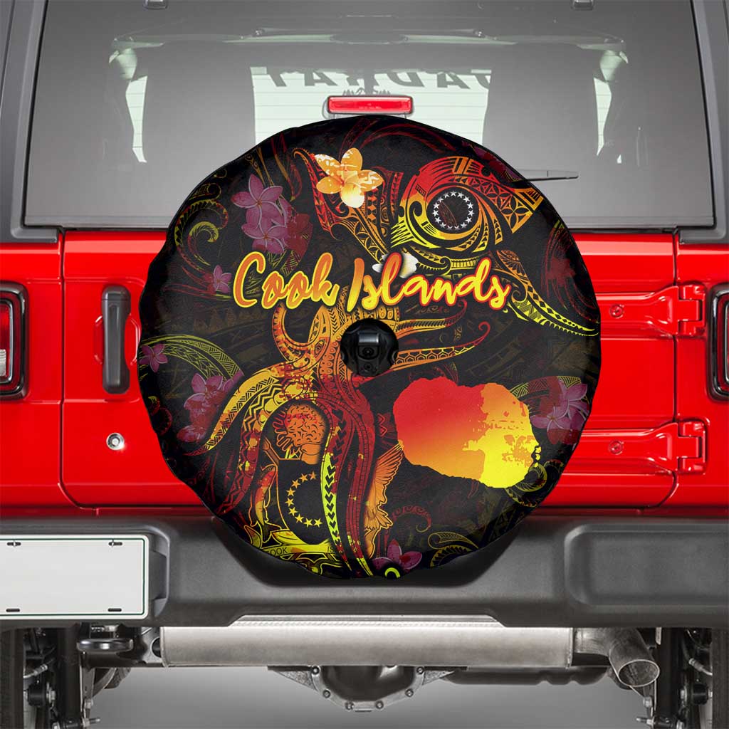 Cook Islands Spare Tire Cover Octopus Plumeria Polynesian Tattoo DT02 - Polynesian Pride