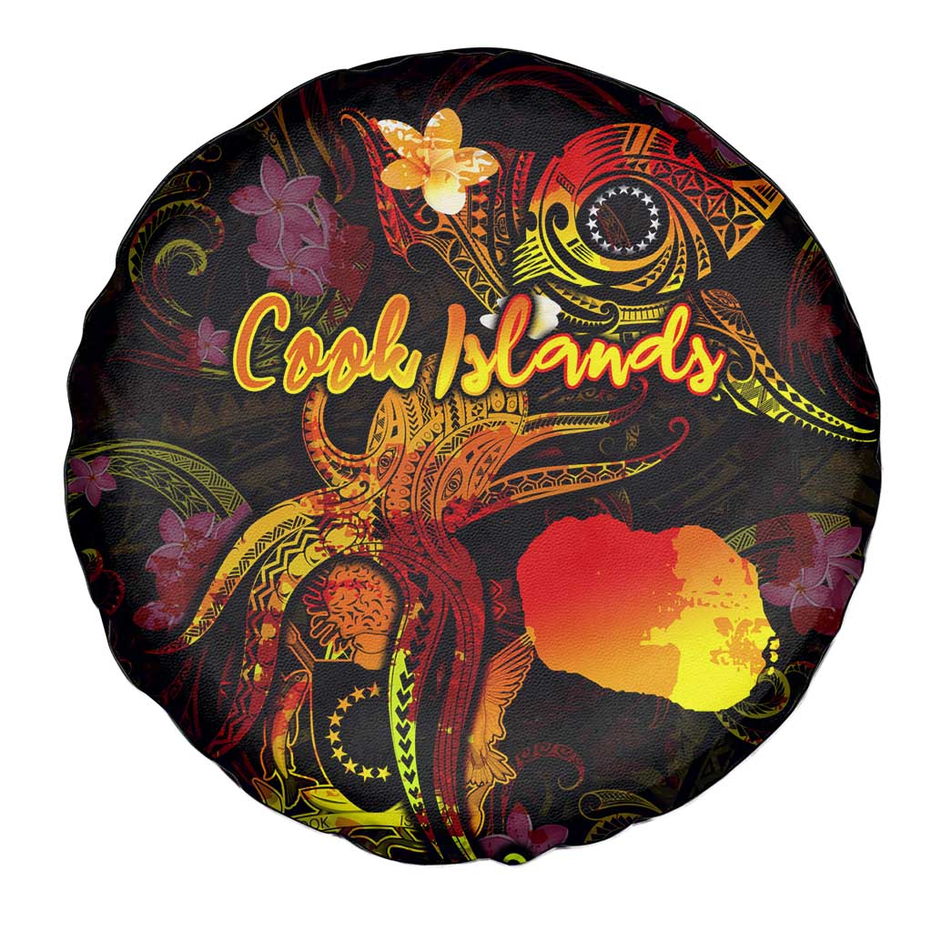 Cook Islands Spare Tire Cover Octopus Plumeria Polynesian Tattoo DT02 - Polynesian Pride