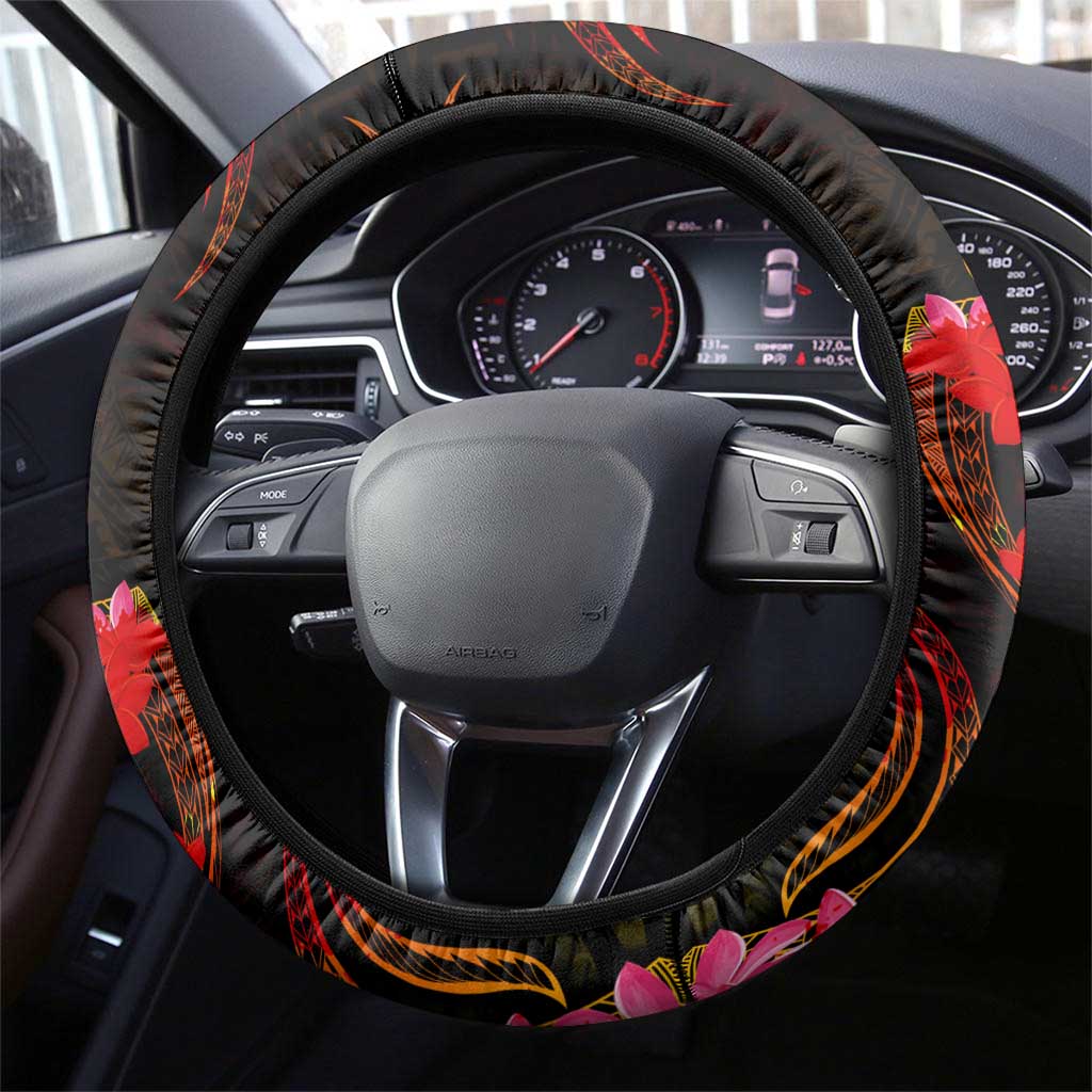 Cook Islands Steering Wheel Cover Octopus Plumeria Polynesian Tattoo DT02 - Polynesian Pride