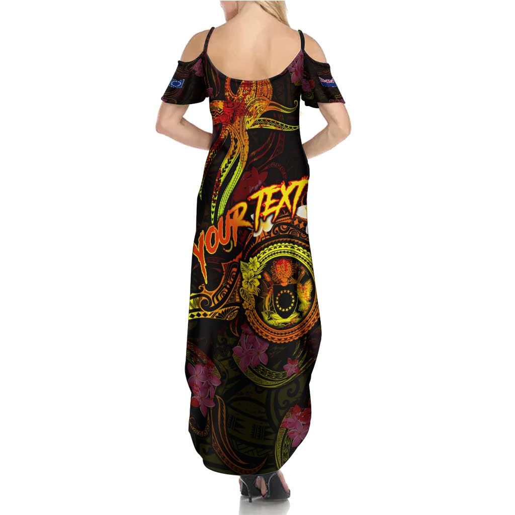 Cook Islands Summer Maxi Dress Octopus Plumeria Polynesian Tattoo