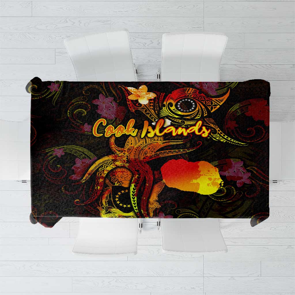 Cook Islands Tablecloth Octopus Plumeria Polynesian Tattoo DT02 Black - Polynesian Pride