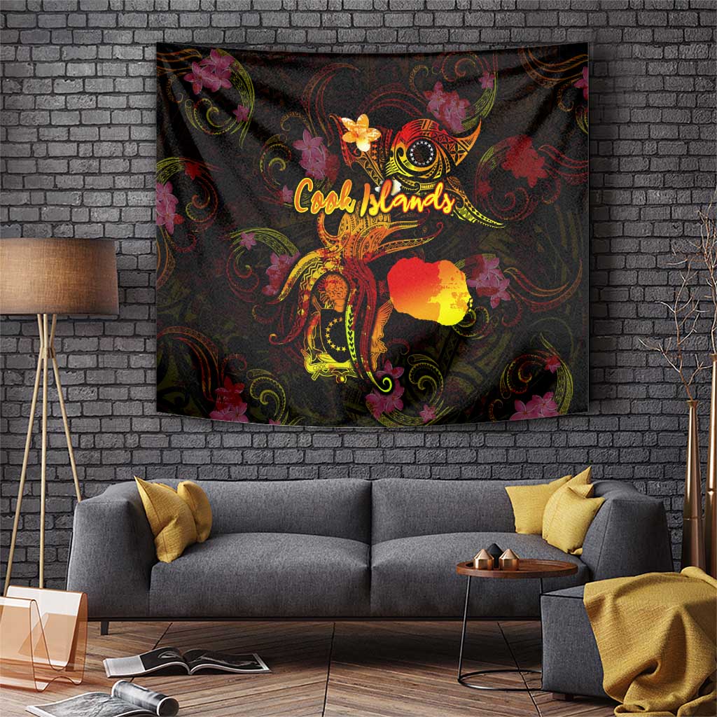 Cook Islands Tapestry Octopus Plumeria Polynesian Tattoo