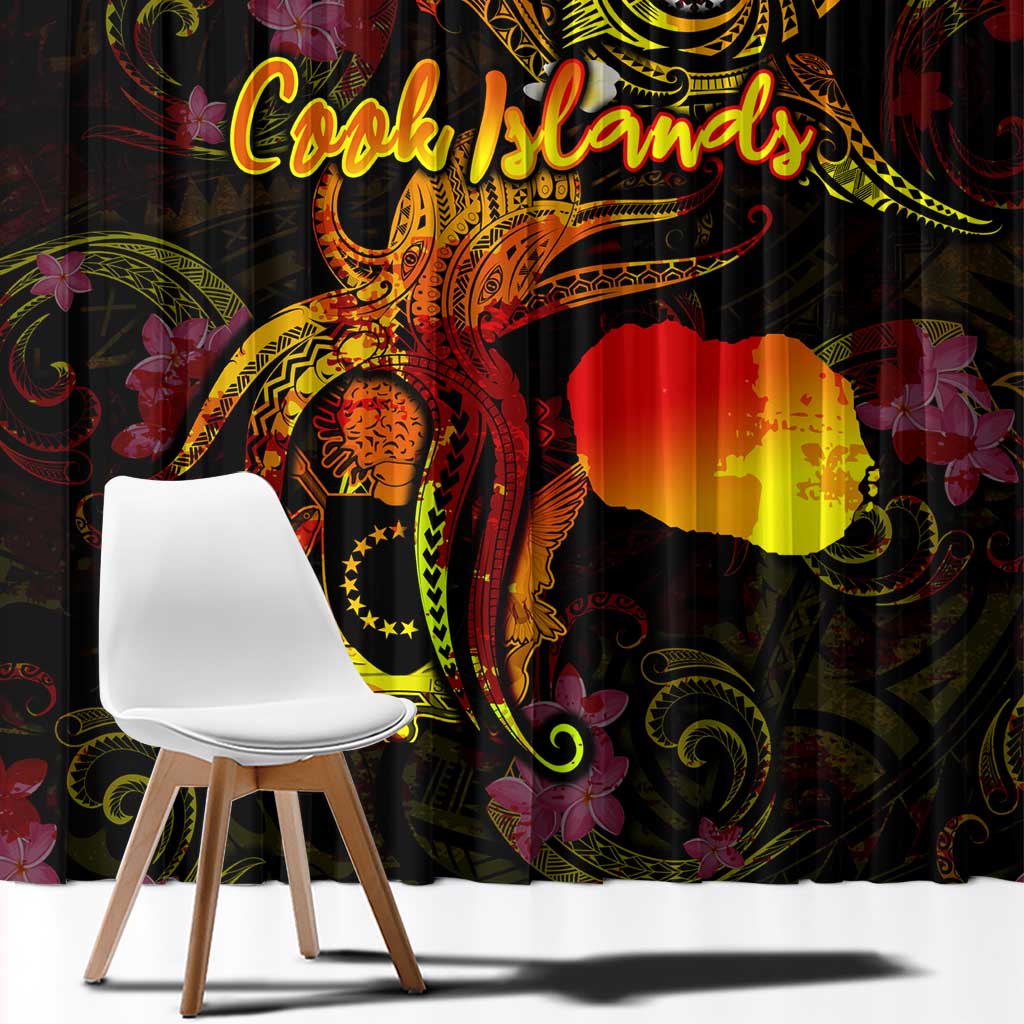 Cook Islands Window Curtain Octopus Plumeria Polynesian Tattoo DT02 - Polynesian Pride