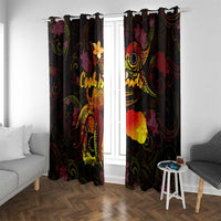 Cook Islands Window Curtain Octopus Plumeria Polynesian Tattoo DT02 With Grommets Black - Polynesian Pride