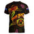 Cook Islands Women V-Neck T-Shirt Octopus Plumeria Polynesian Tattoo