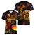 Cook Islands Women V-Neck T-Shirt Octopus Plumeria Polynesian Tattoo