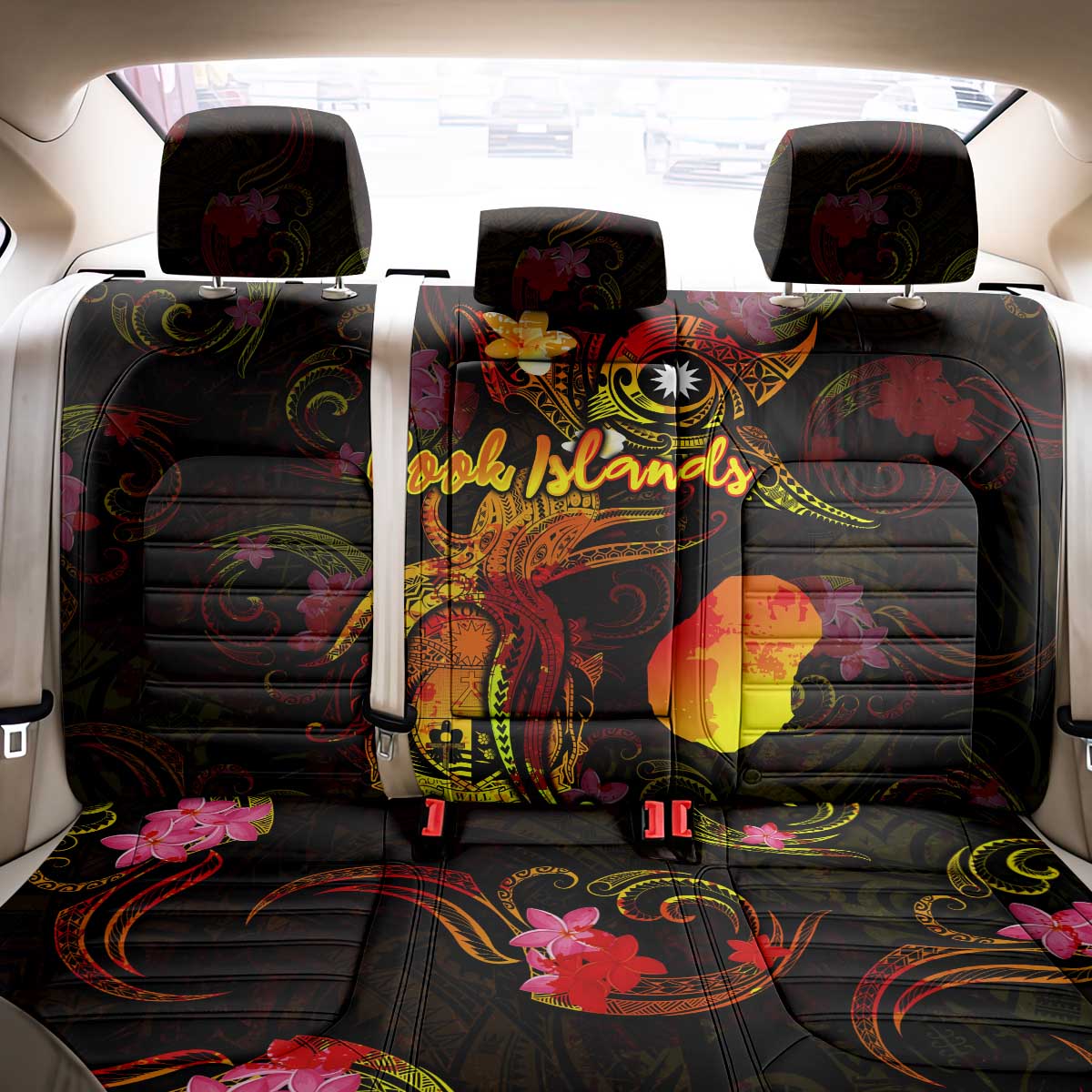 Nauru Back Car Seat Cover Octopus Plumeria Polynesian Tattoo
