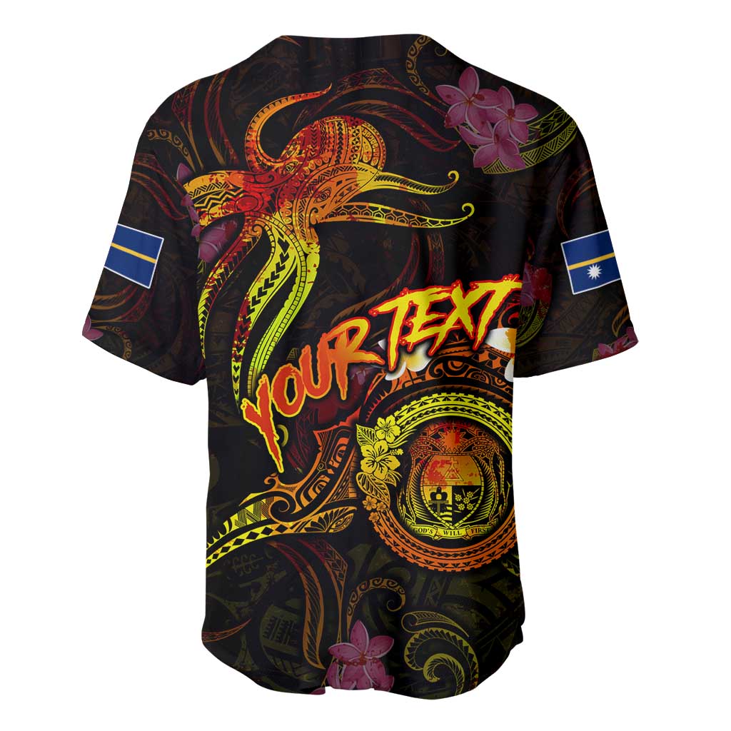 Nauru Baseball Jersey Octopus Plumeria Polynesian Tattoo