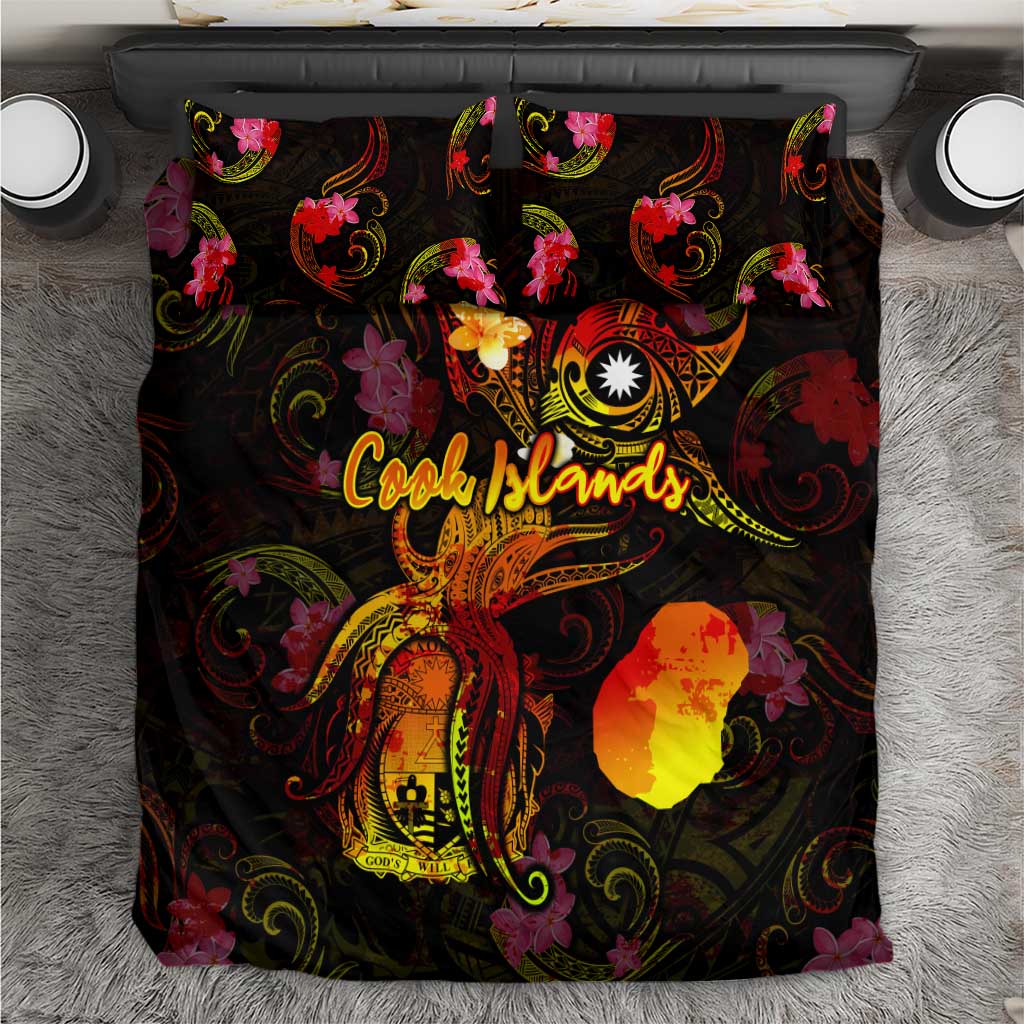 Nauru Bedding Set Octopus Plumeria Polynesian Tattoo