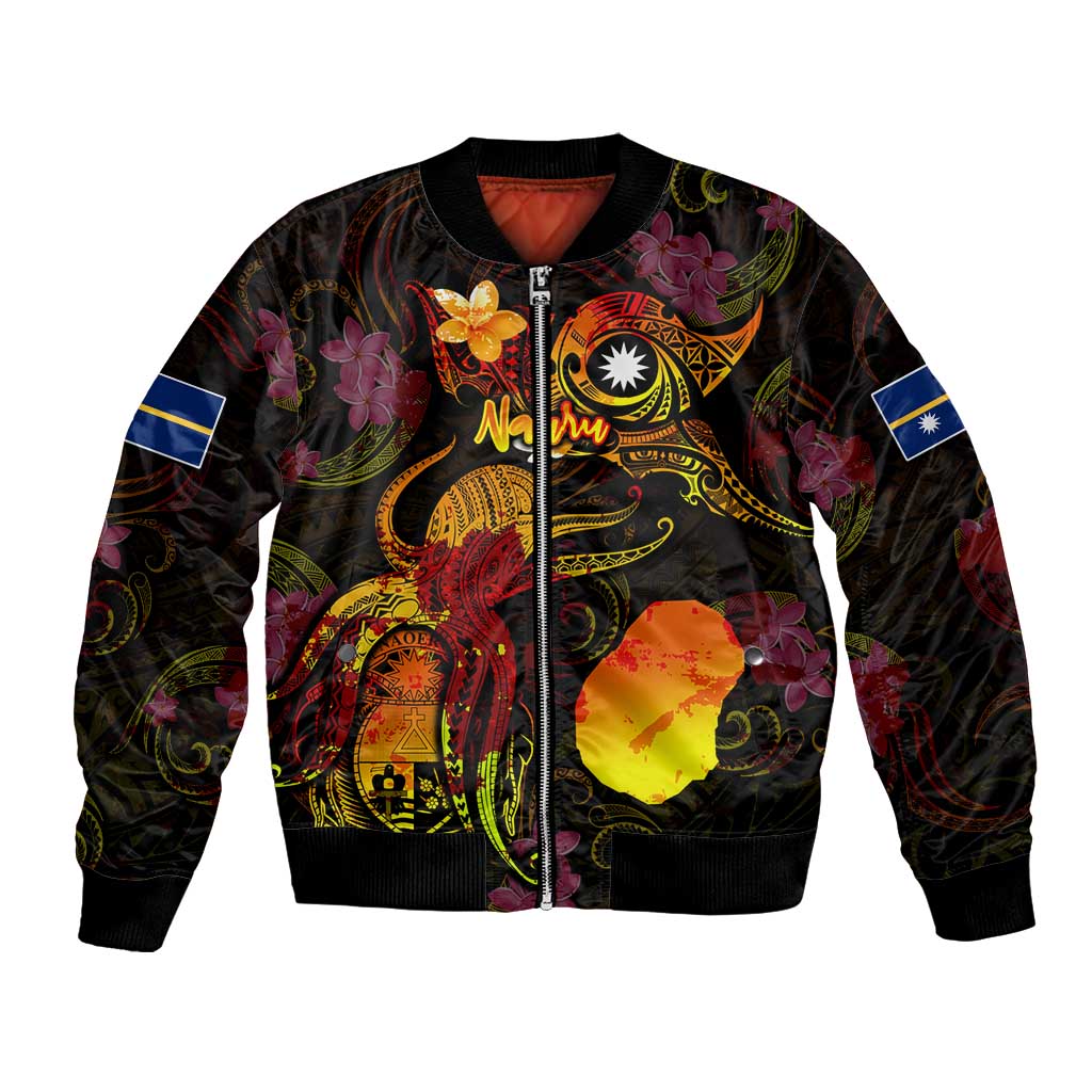 Nauru Bomber Jacket Octopus Plumeria Polynesian Tattoo