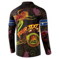 Nauru Button Sweatshirt Octopus Plumeria Polynesian Tattoo