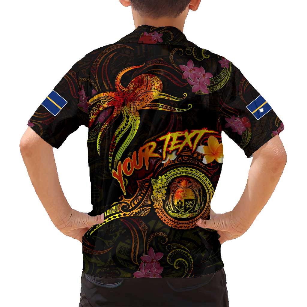 Nauru Family Matching Long Sleeve Bodycon Dress and Hawaiian Shirt Octopus Plumeria Polynesian Tattoo