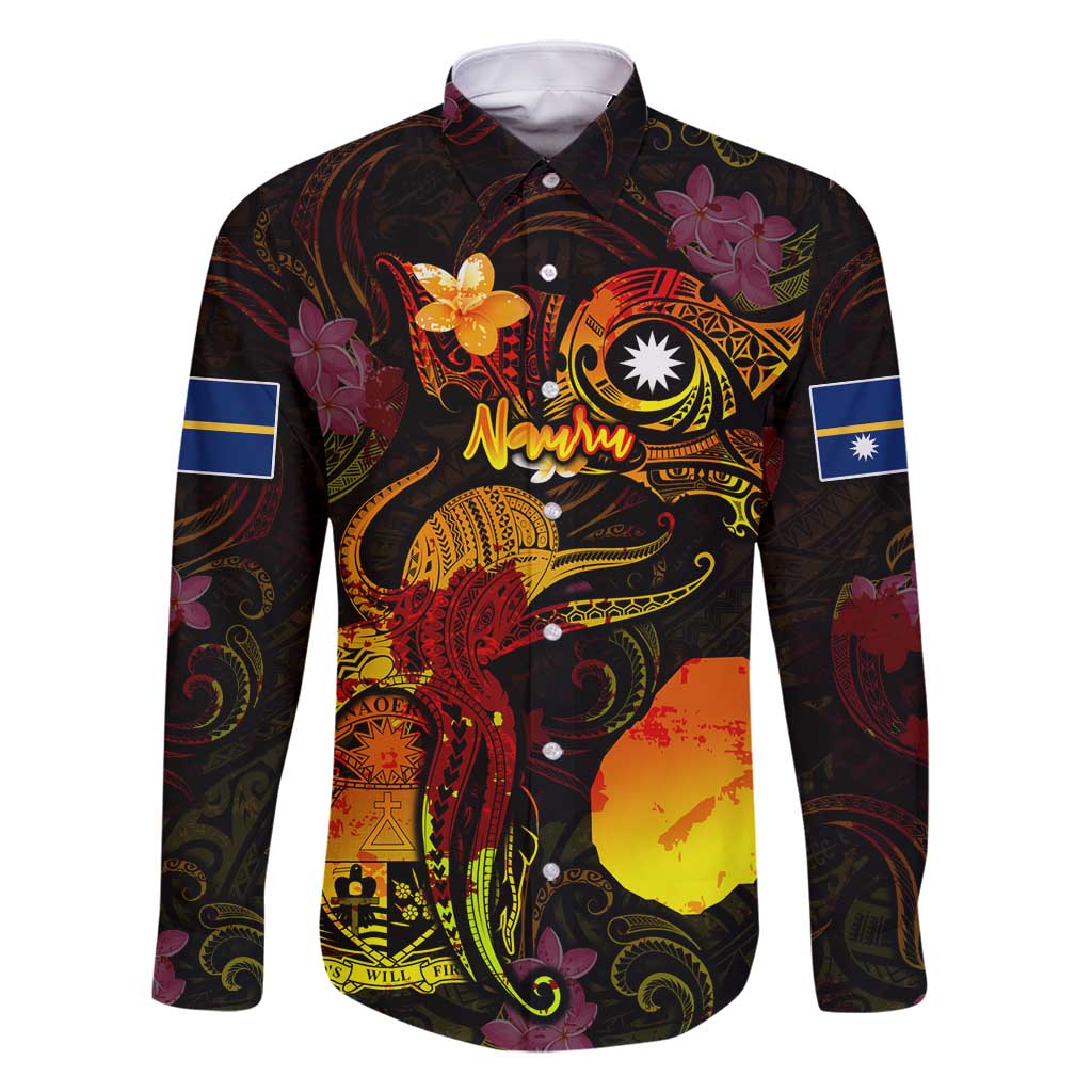 Nauru Family Matching Off Shoulder Maxi Dress and Hawaiian Shirt Octopus Plumeria Polynesian Tattoo