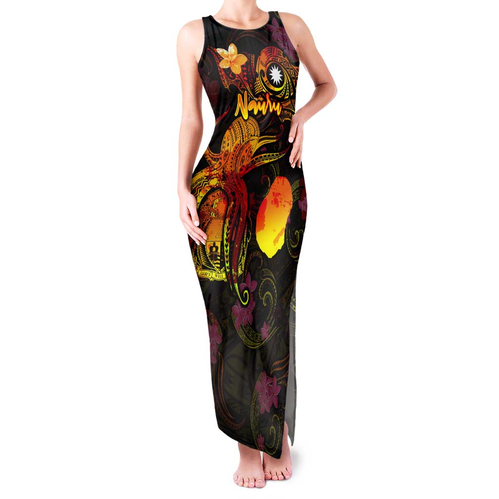 Nauru Family Matching Tank Maxi Dress and Hawaiian Shirt Octopus Plumeria Polynesian Tattoo