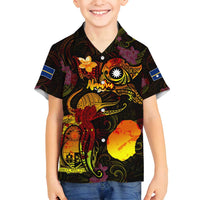 Nauru Family Matching Tank Maxi Dress and Hawaiian Shirt Octopus Plumeria Polynesian Tattoo