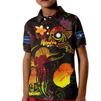Nauru Kid Polo Shirt Octopus Plumeria Polynesian Tattoo