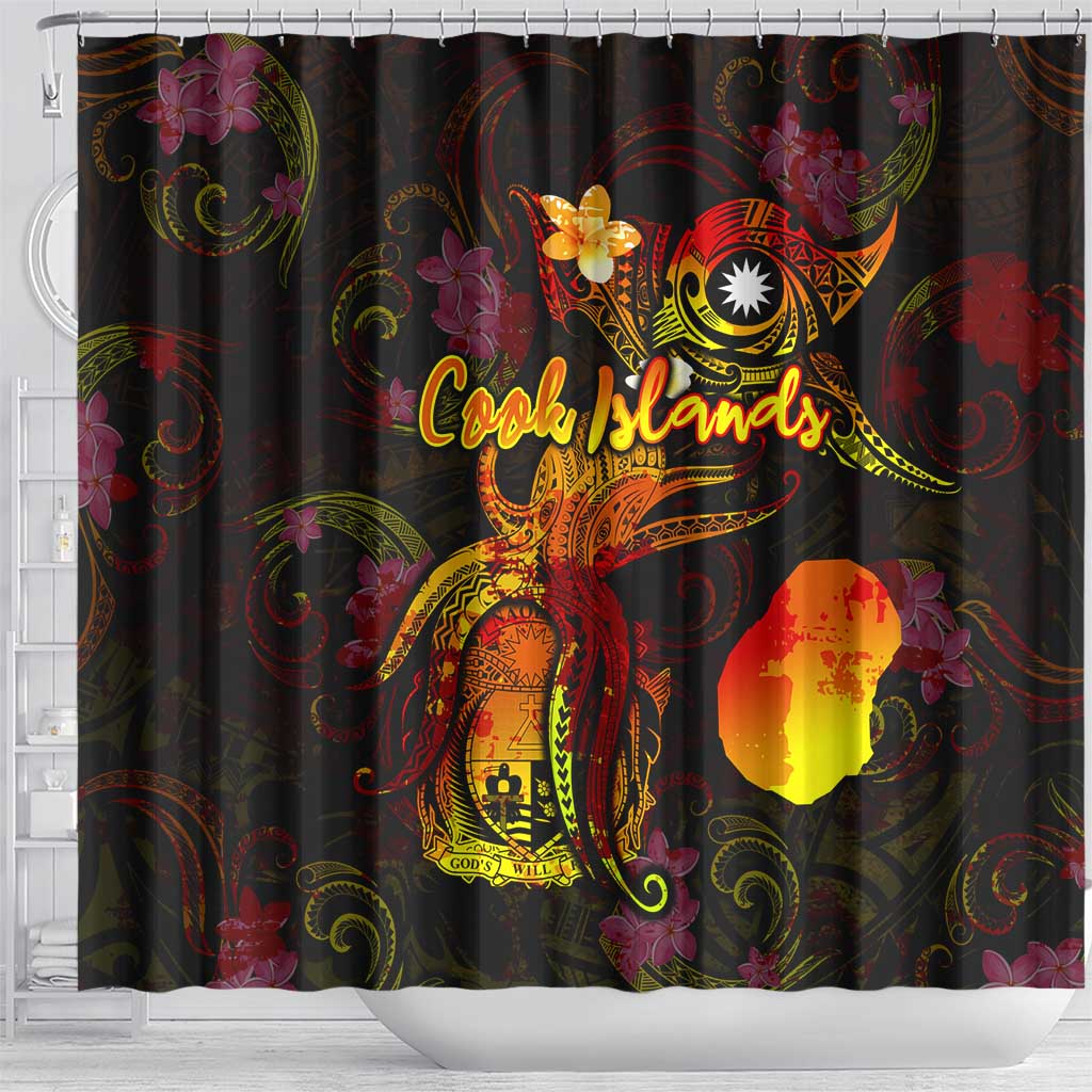 Nauru Shower Curtain Octopus Plumeria Polynesian Tattoo