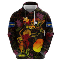 Nauru Zip Hoodie Octopus Plumeria Polynesian Tattoo