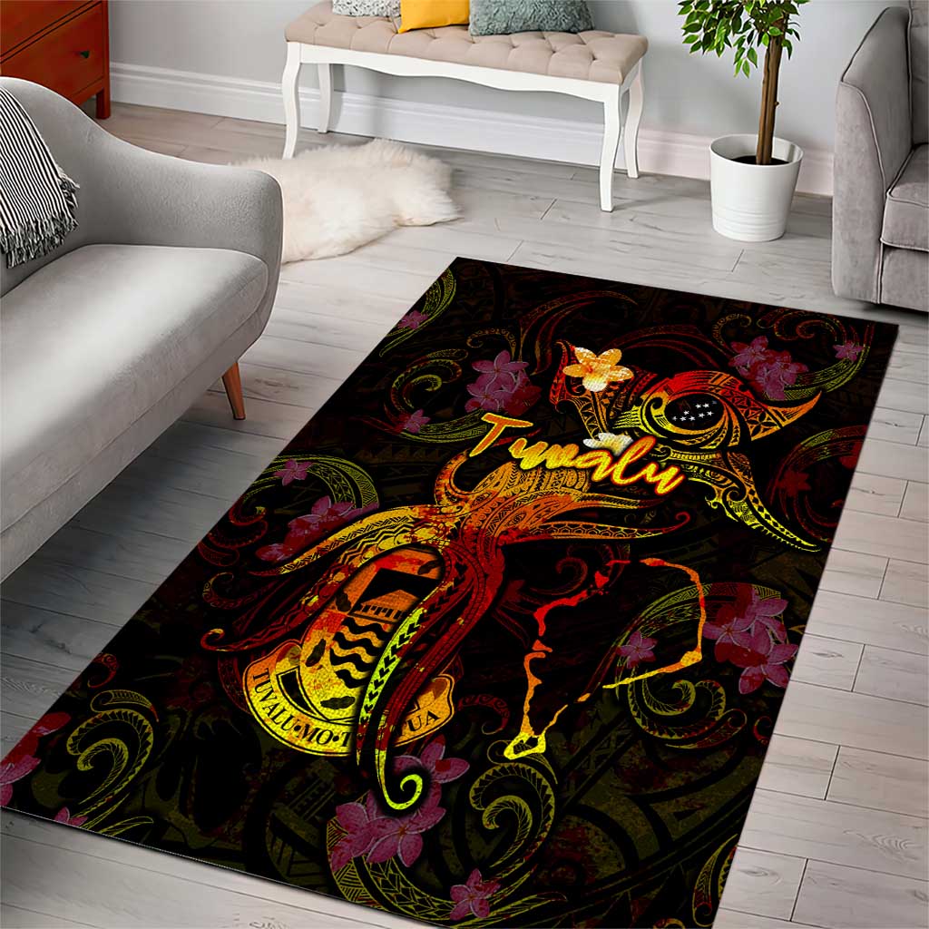 Tuvalu Area Rug Octopus Plumeria Polynesian Tattoo DT02 - Polynesian Pride