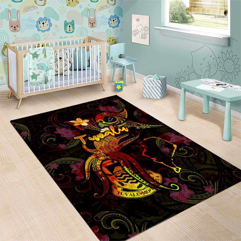 Tuvalu Area Rug Octopus Plumeria Polynesian Tattoo DT02 - Polynesian Pride