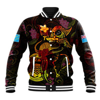 Tuvalu Baseball Jacket Octopus Plumeria Polynesian Tattoo DT02 Unisex Black - Polynesian Pride