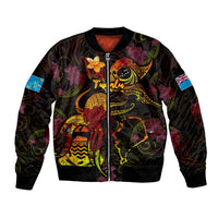 Tuvalu Bomber Jacket Octopus Plumeria Polynesian Tattoo
