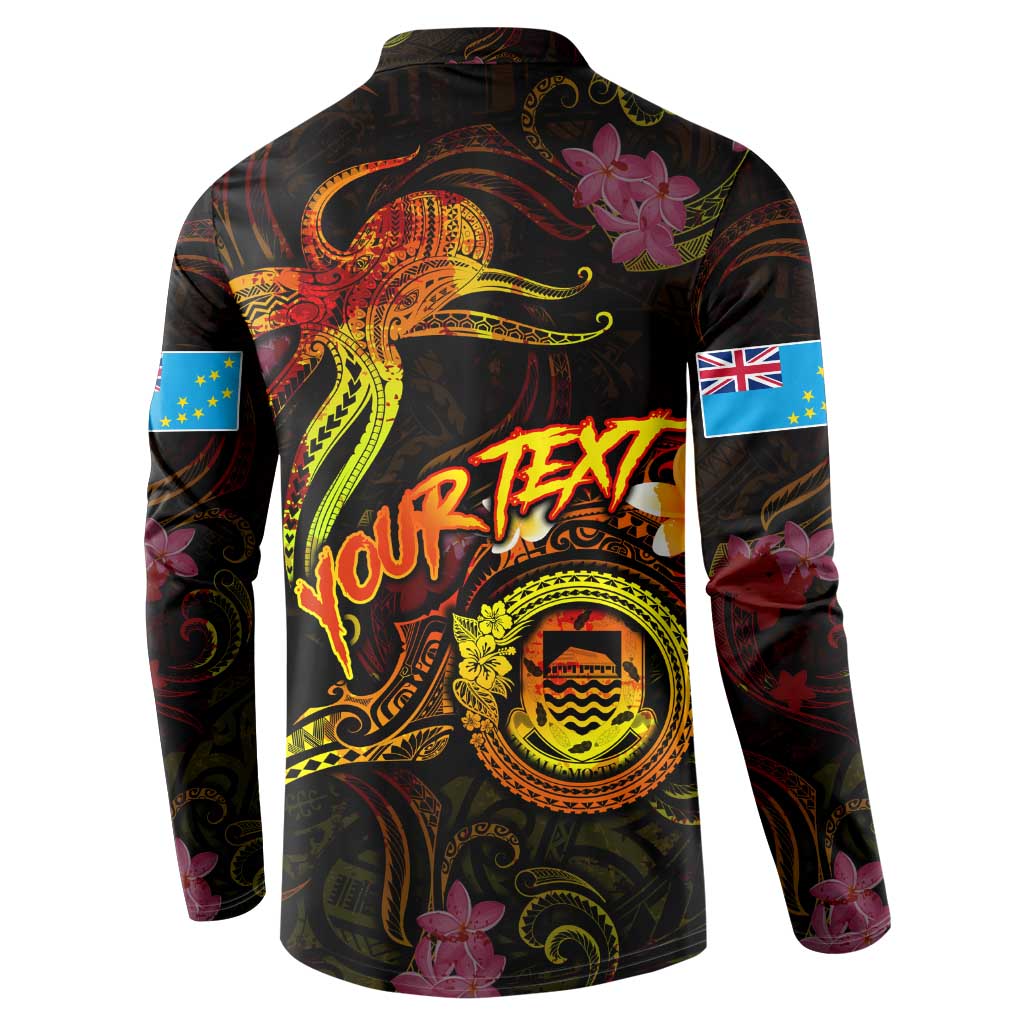Tuvalu Button Sweatshirt Octopus Plumeria Polynesian Tattoo DT02 - Polynesian Pride