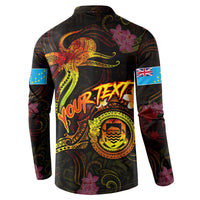 Tuvalu Button Sweatshirt Octopus Plumeria Polynesian Tattoo DT02 - Polynesian Pride