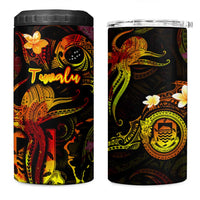 Tuvalu 4 in 1 Can Cooler Tumbler Octopus Plumeria Polynesian Tattoo DT02 One Size: 16 oz Black - Polynesian Pride