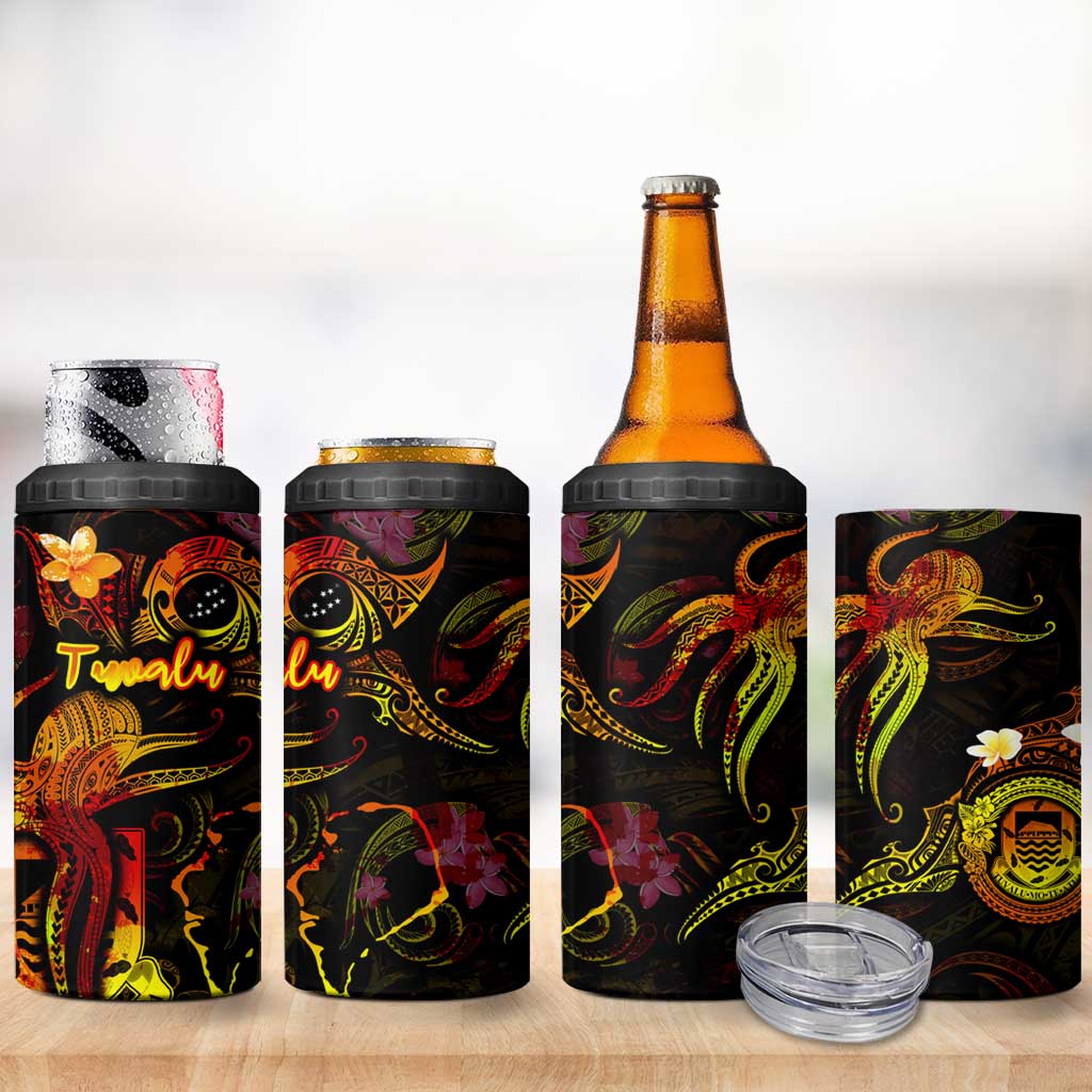Tuvalu 4 in 1 Can Cooler Tumbler Octopus Plumeria Polynesian Tattoo DT02 - Polynesian Pride