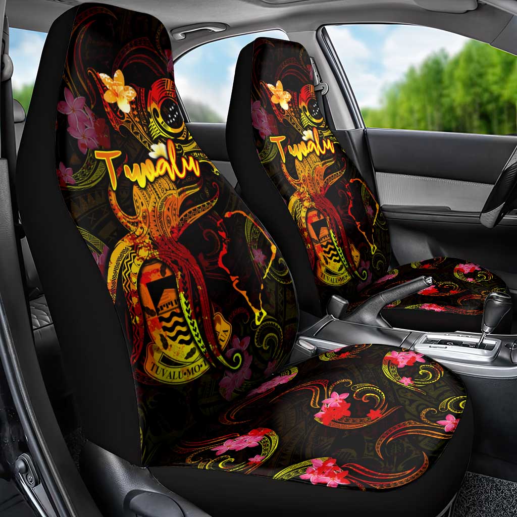 Tuvalu Car Seat Cover Octopus Plumeria Polynesian Tattoo