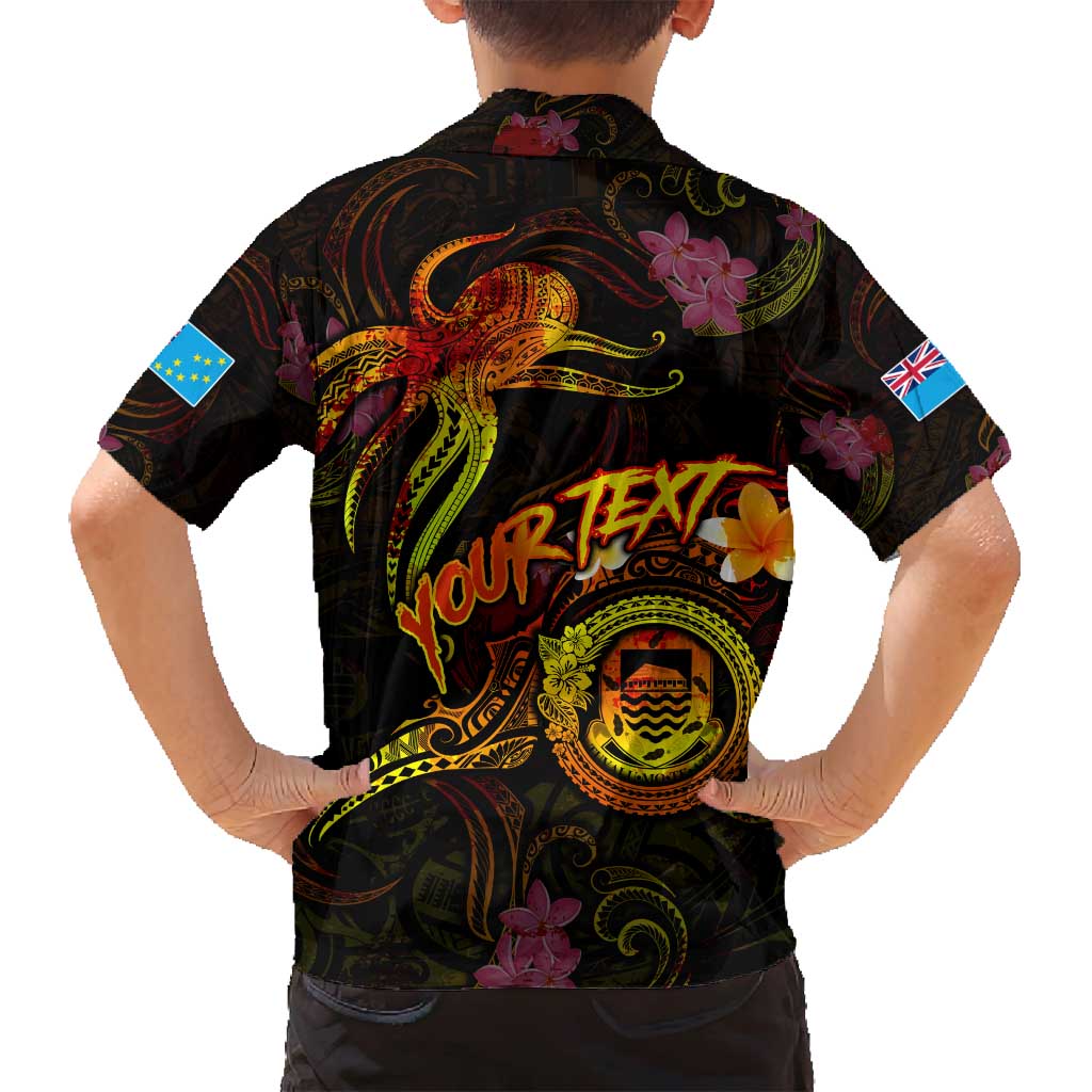 Tuvalu Family Matching Long Sleeve Bodycon Dress and Hawaiian Shirt Octopus Plumeria Polynesian Tattoo
