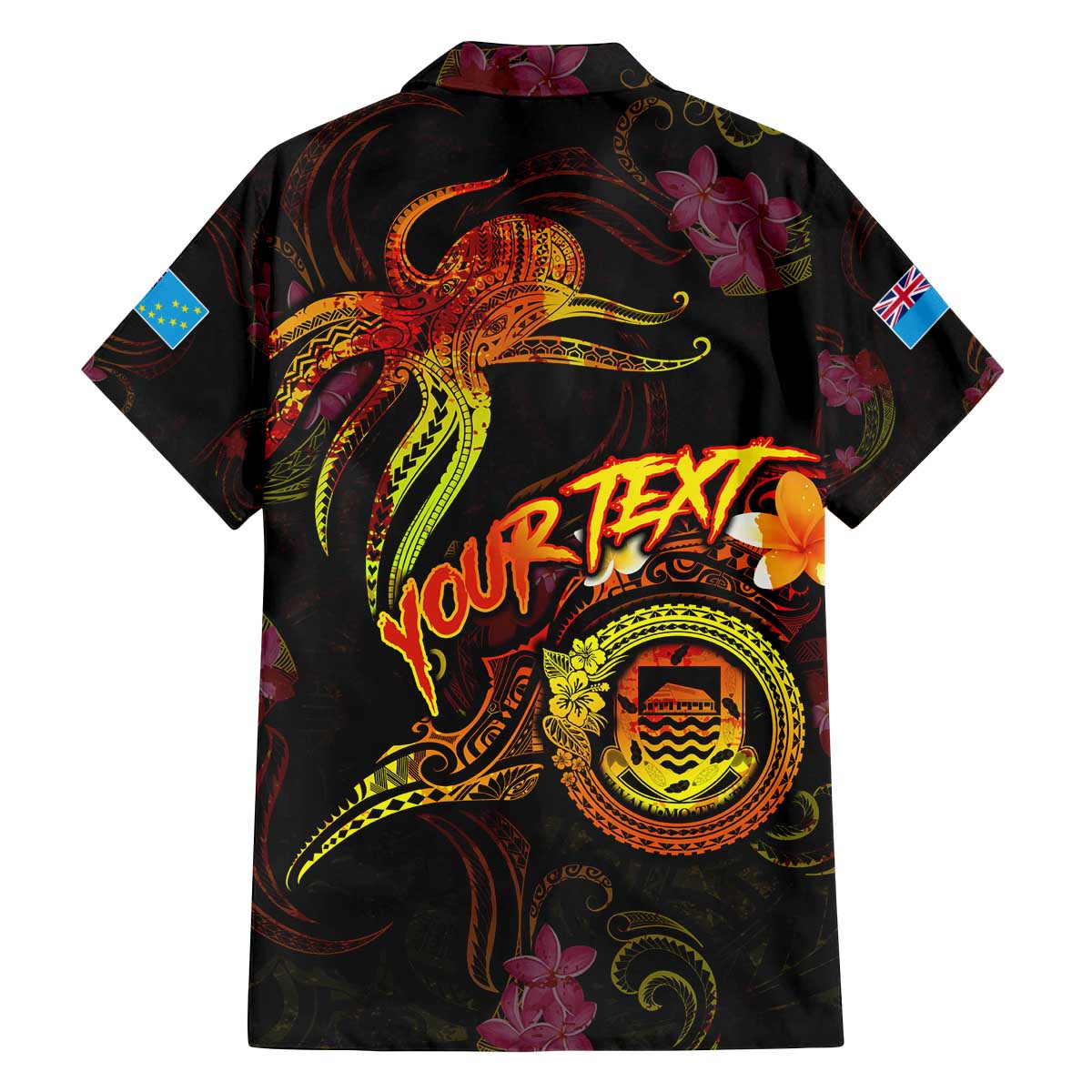 Tuvalu Family Matching Off The Shoulder Long Sleeve Dress and Hawaiian Shirt Octopus Plumeria Polynesian Tattoo
