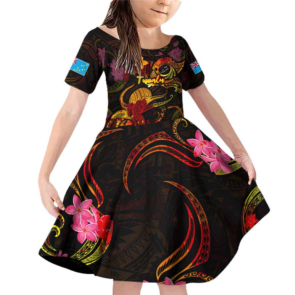 Tuvalu Family Matching Off Shoulder Short Dress and Hawaiian Shirt Octopus Plumeria Polynesian Tattoo