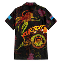 Tuvalu Family Matching Off Shoulder Short Dress and Hawaiian Shirt Octopus Plumeria Polynesian Tattoo