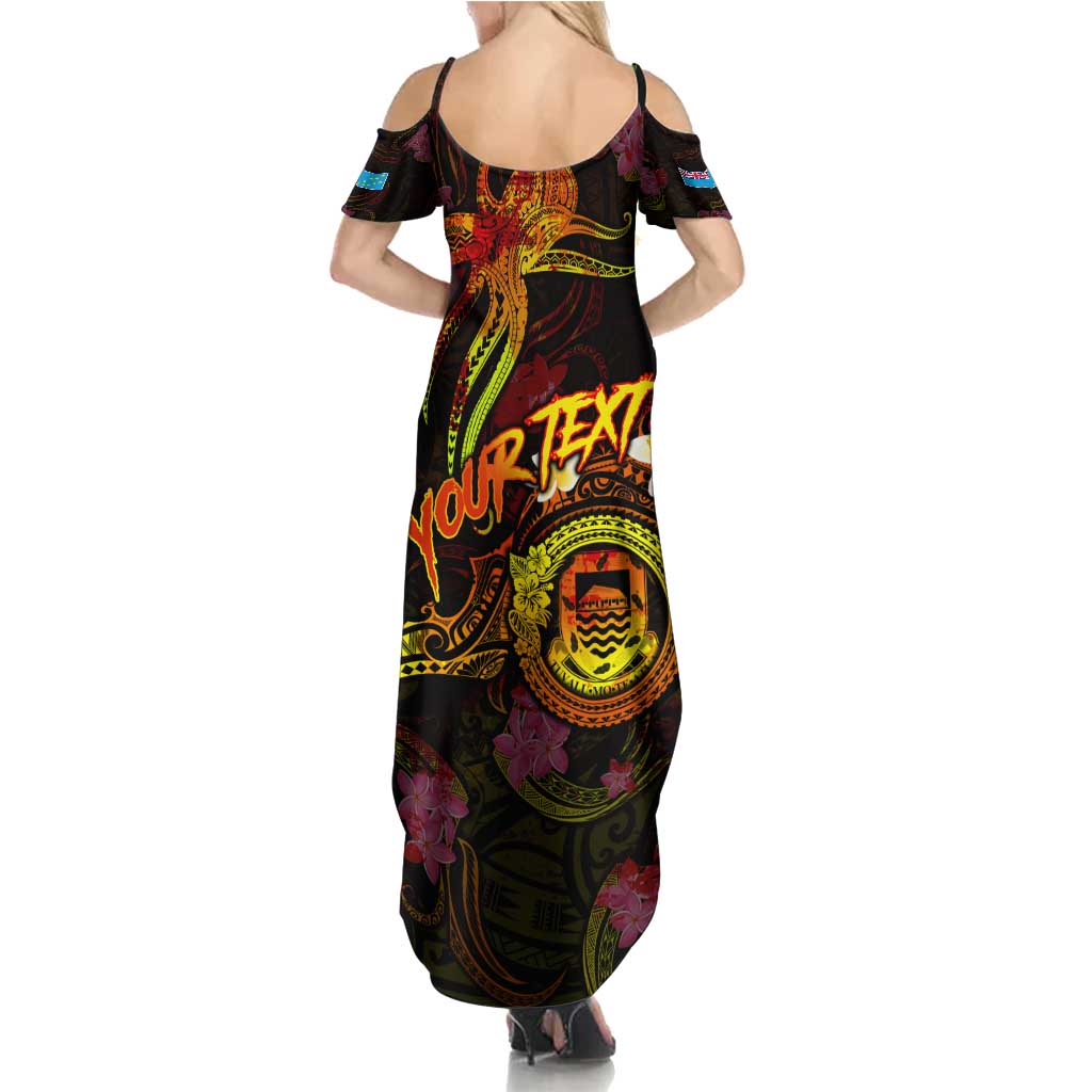 Tuvalu Family Matching Summer Maxi Dress and Hawaiian Shirt Octopus Plumeria Polynesian Tattoo