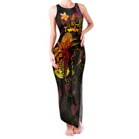 Tuvalu Family Matching Tank Maxi Dress and Hawaiian Shirt Octopus Plumeria Polynesian Tattoo