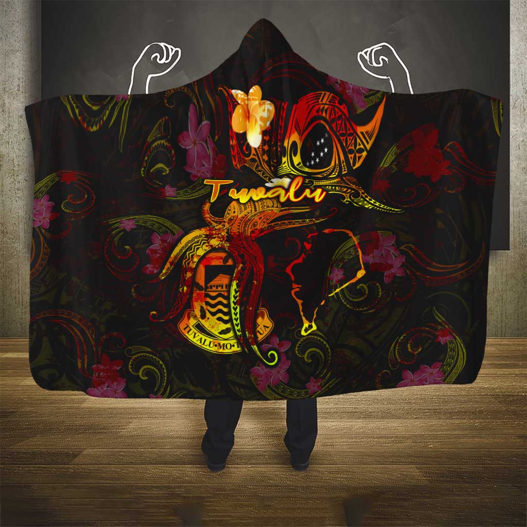 Tuvalu Hooded Blanket Octopus Plumeria Polynesian Tattoo DT02 - Polynesian Pride