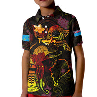 Tuvalu Kid Polo Shirt Octopus Plumeria Polynesian Tattoo