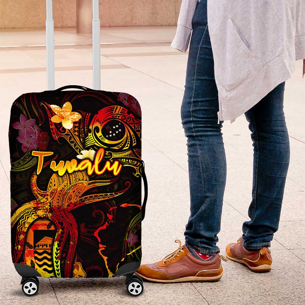 Tuvalu Luggage Cover Octopus Plumeria Polynesian Tattoo