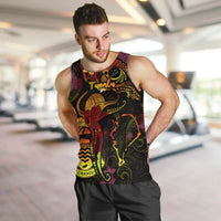 Tuvalu Men Tank Top Octopus Plumeria Polynesian Tattoo DT02 Black - Polynesian Pride