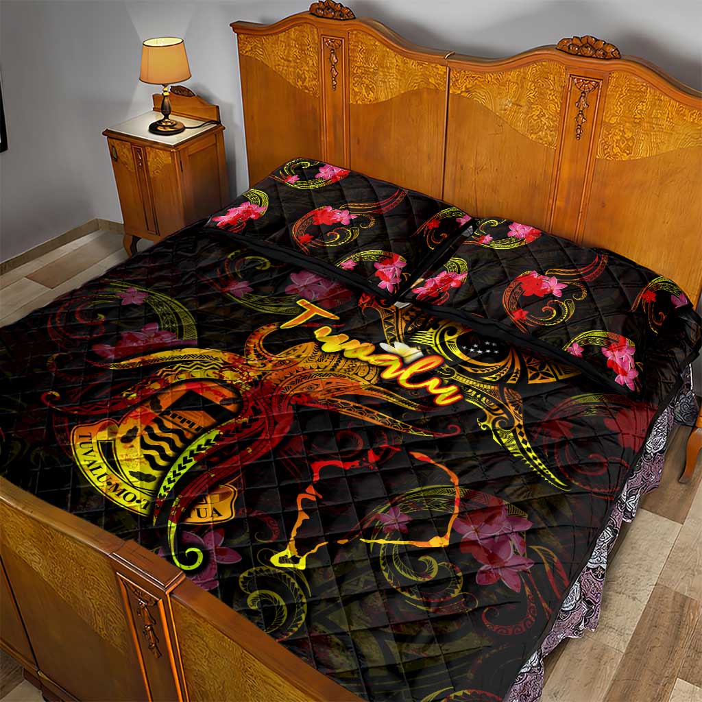 Tuvalu Quilt Bed Set Octopus Plumeria Polynesian Tattoo DT02 - Polynesian Pride