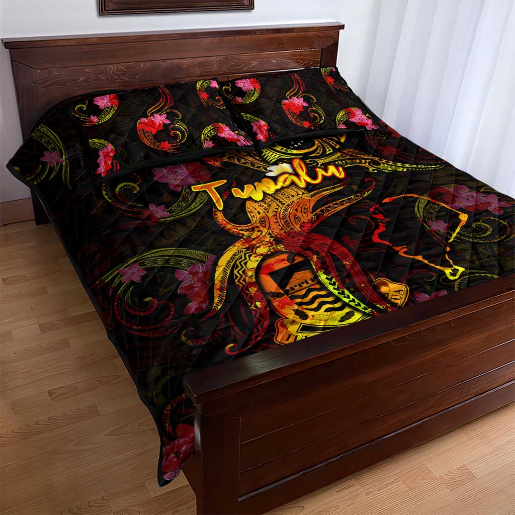 Tuvalu Quilt Bed Set Octopus Plumeria Polynesian Tattoo DT02 - Polynesian Pride