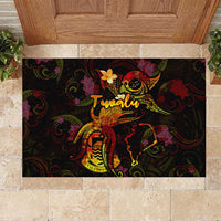 Tuvalu Rubber Doormat Octopus Plumeria Polynesian Tattoo DT02 Black - Polynesian Pride
