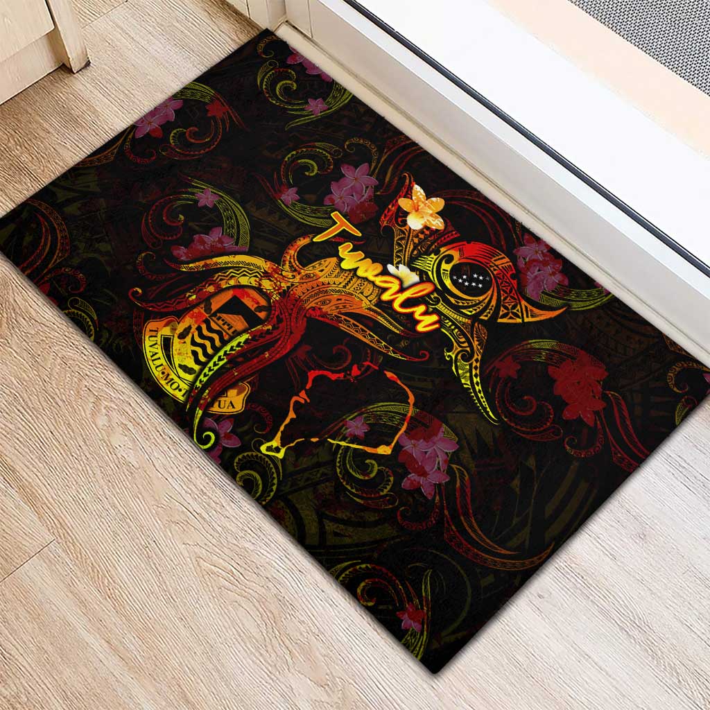 Tuvalu Rubber Doormat Octopus Plumeria Polynesian Tattoo DT02 - Polynesian Pride