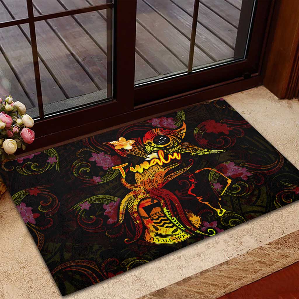 Tuvalu Rubber Doormat Octopus Plumeria Polynesian Tattoo DT02 - Polynesian Pride