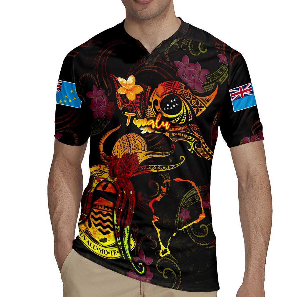 Tuvalu Rugby Jersey Octopus Plumeria Polynesian Tattoo DT02 - Polynesian Pride