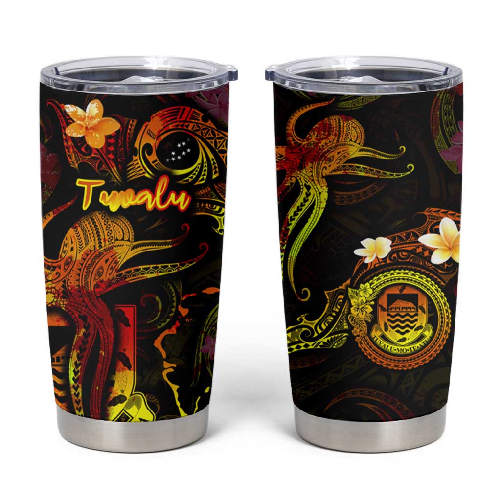 Tuvalu Tumbler Cup Octopus Plumeria Polynesian Tattoo
