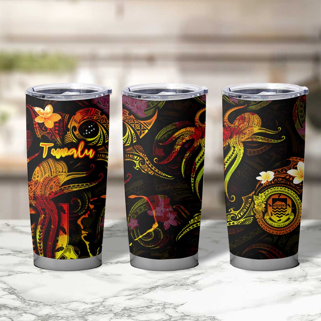 Tuvalu Tumbler Cup Octopus Plumeria Polynesian Tattoo